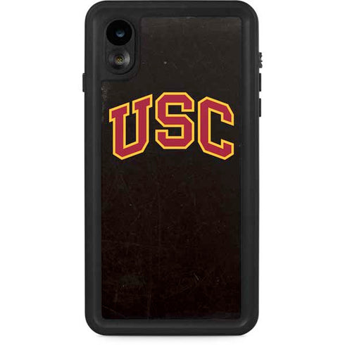University of Southern California USC Logo Black Distressed iPhone XR Waterproof Case