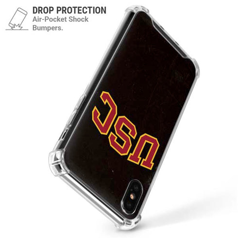 University of Southern California USC Logo Black Distressed iPhone XS Max Clear Case