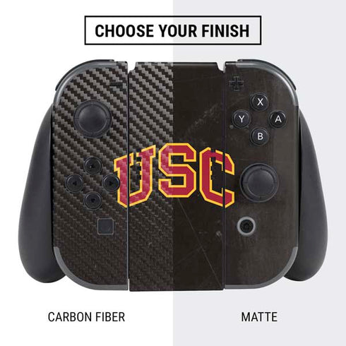 University of Southern California USC Logo Black Distressed Nintendo Switch Bundle Skin