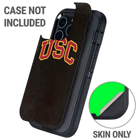 University of Southern California USC Logo Black Distressed Otterbox Defender iPhone Skin