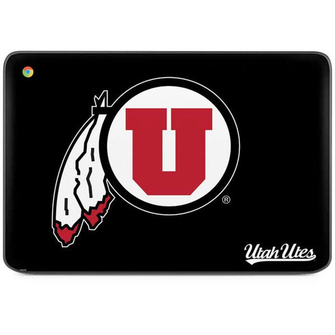 University of Utah Circle and Feather on Black HP Chromebook Skin