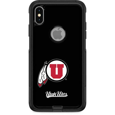 Utah Circle and Feather on Black OtterBox Commuter iPhone XS Max Skin