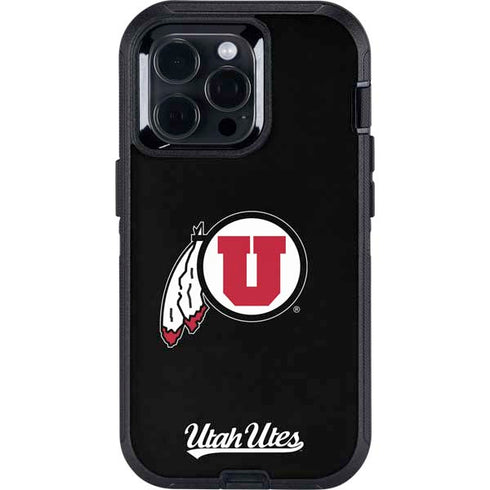 University of Utah Circle and Feather on Black Otterbox Defender iPhone Skin