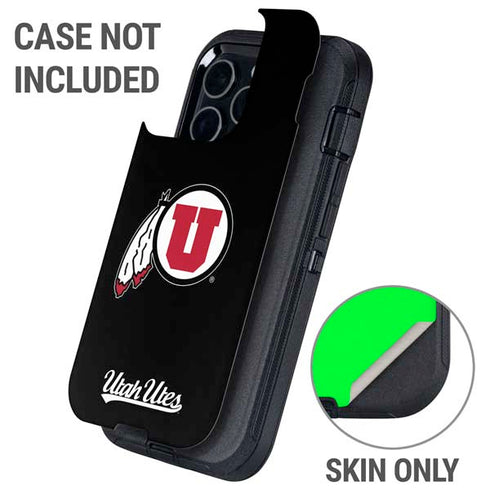 University of Utah Circle and Feather on Black Otterbox Defender iPhone Skin