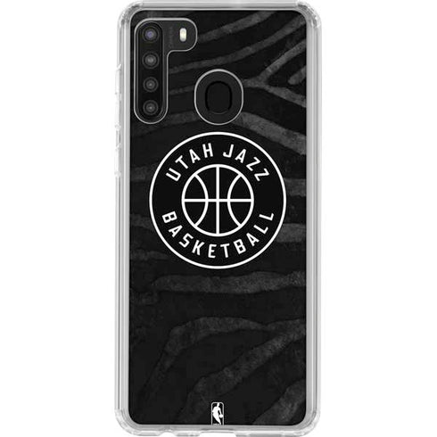 NBA Utah Jazz Black Animal Print Galaxy A21 Clear Case