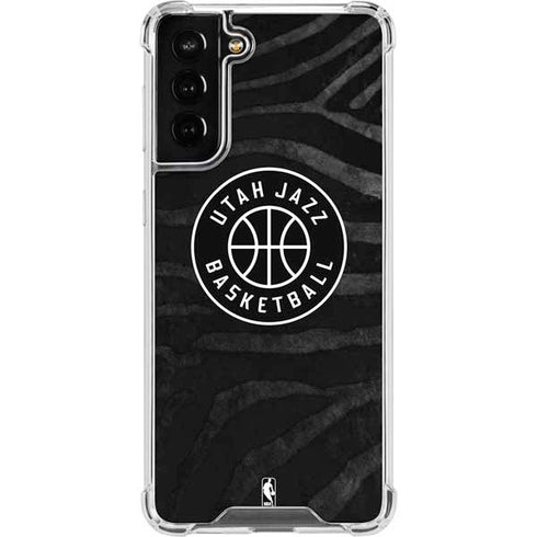NBA Utah Jazz Black Animal Print Galaxy S21 FE Clear Case