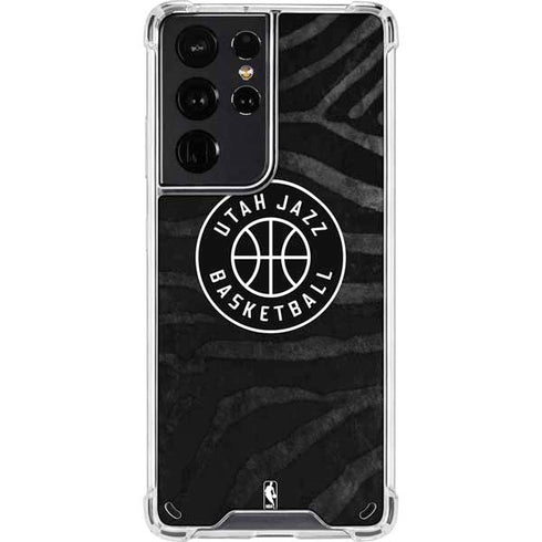 NBA Utah Jazz Black Animal Print Galaxy S21 Ultra 5G Clear Case