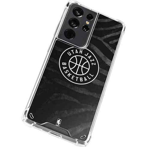 NBA Utah Jazz Black Animal Print Galaxy S21 Ultra 5G Clear Case