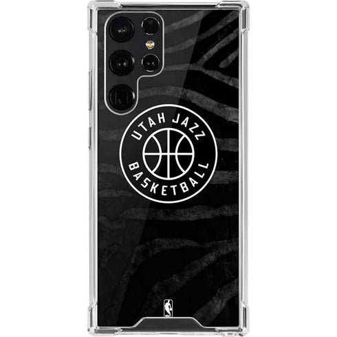 NBA Utah Jazz Black Animal Print Galaxy S22 Ultra Clear Case