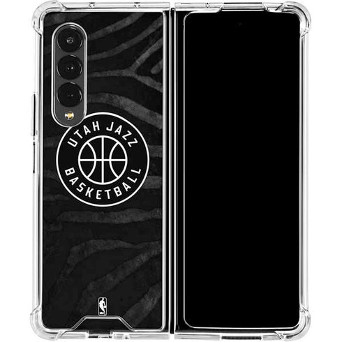 NBA Utah Jazz Black Animal Print Galaxy Z Fold4 5G Clear Case