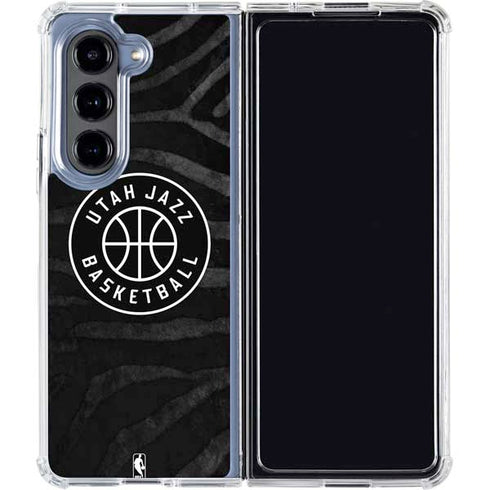 NBA Utah Jazz Black Animal Print Galaxy Z Fold5 5G Clear Case