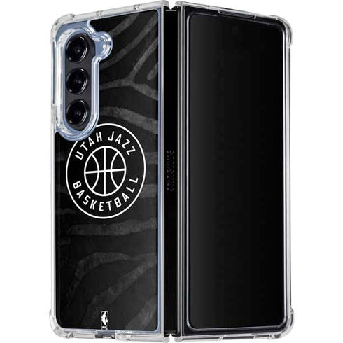 NBA Utah Jazz Black Animal Print Galaxy Z Fold5 5G Clear Case
