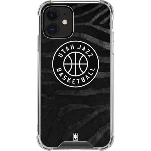NBA Utah Jazz Black Animal Print iPhone 12 Clear Case