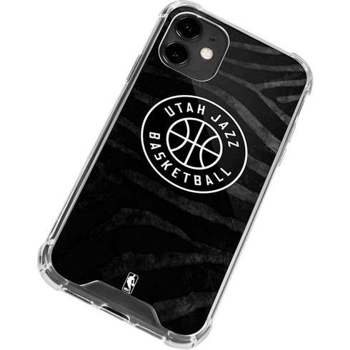 NBA Utah Jazz Black Animal Print iPhone 12 Clear Case