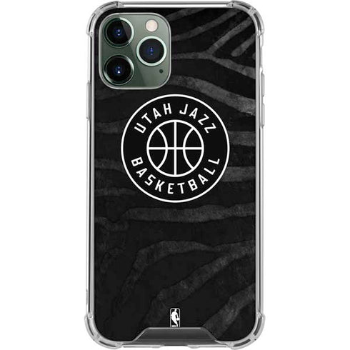 NBA Utah Jazz Black Animal Print iPhone 12 Pro Clear Case