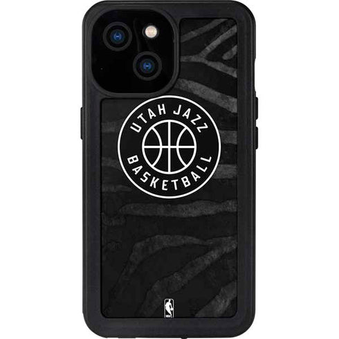 NBA Utah Jazz Black Animal Print iPhone 13 Mini Waterproof Case