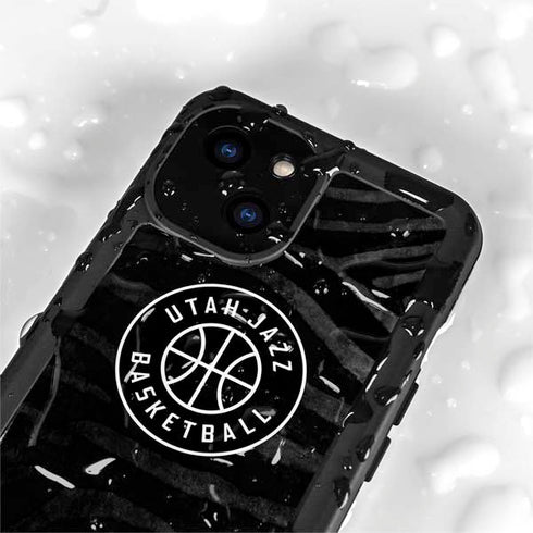 NBA Utah Jazz Black Animal Print iPhone 13 Mini Waterproof Case