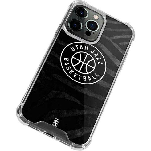 NBA Utah Jazz Black Animal Print iPhone 13 Pro Clear Case