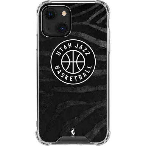 NBA Utah Jazz Black Animal Print iPhone 14 Clear Case