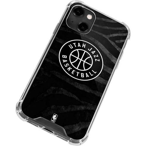 NBA Utah Jazz Black Animal Print iPhone 14 Clear Case