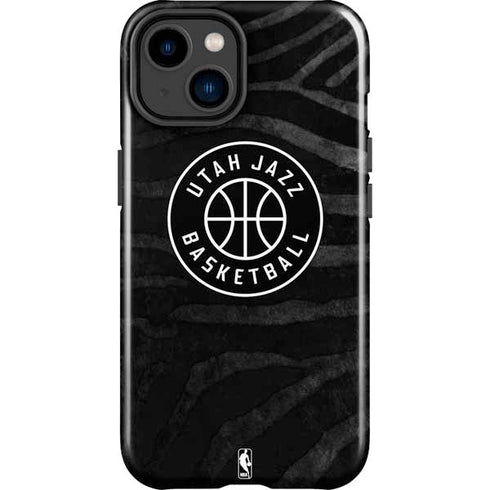 NBA Utah Jazz Black Animal Print iPhone 15 Plus Impact Case