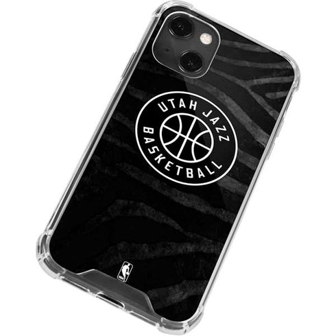 NBA Utah Jazz Black Animal Print iPhone 15 Plus Clear Case