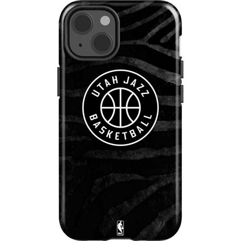 NBA Utah Jazz Black Animal Print iPhone 15 Impact Case