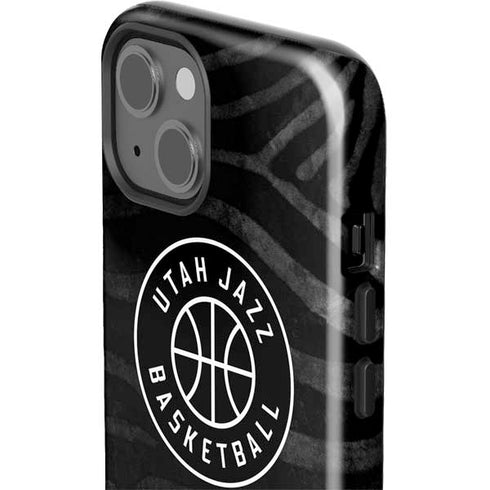 NBA Utah Jazz Black Animal Print iPhone 15 Impact Case
