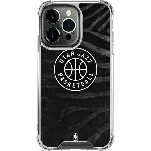 NBA Utah Jazz Black Animal Print iPhone 15 Pro Clear Case