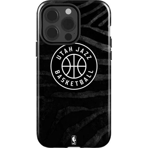 NBA Utah Jazz Black Animal Print iPhone 15 Pro Impact Case