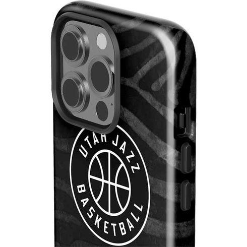 NBA Utah Jazz Black Animal Print iPhone 14 Pro Impact Case