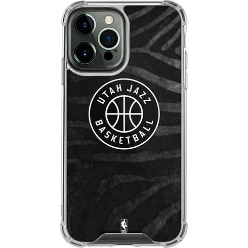 NBA Utah Jazz Black Animal Print iPhone 14 Pro Max Clear Case