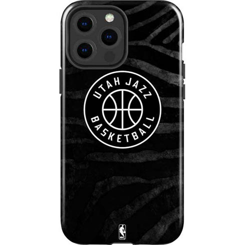 NBA Utah Jazz Black Animal Print iPhone 15 Pro Max Impact Case