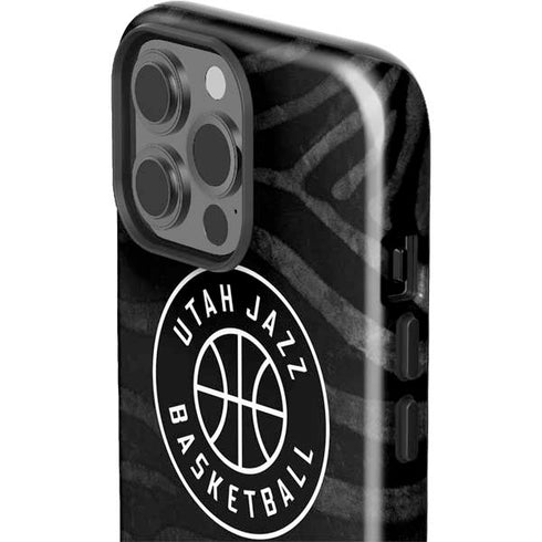NBA Utah Jazz Black Animal Print iPhone 15 Pro Max Impact Case