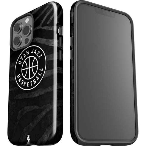 NBA Utah Jazz Black Animal Print iPhone 15 Pro Max Impact Case