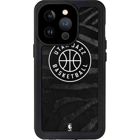 NBA Utah Jazz Black Animal Print iPhone 14 Pro Waterproof Case