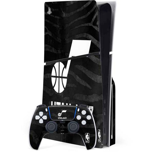 NBA Utah Jazz Black Animal Print PS5 Slim Disk Bundle Skin