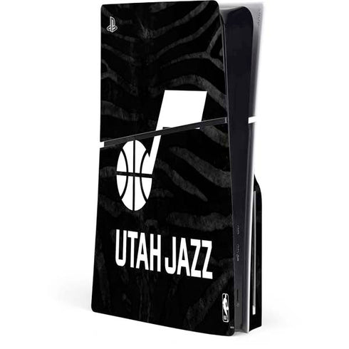 NBA Utah Jazz Black Animal Print PS5 Slim Disk Console Skin