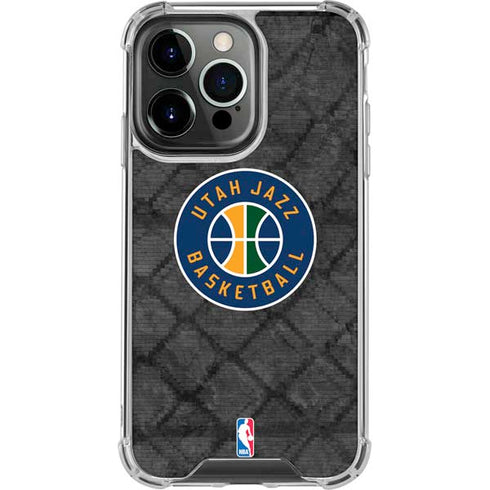 NBA Utah Jazz Black Rust iPhone 14 Pro Clear Case