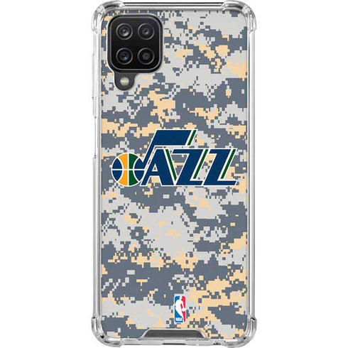 NBA Utah Jazz Grey Digi Camo Galaxy A12 Clear Case