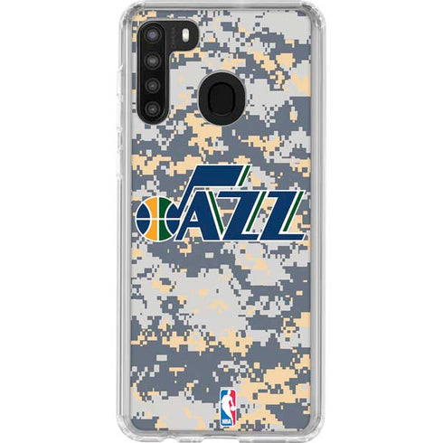 NBA Utah Jazz Grey Digi Camo Galaxy A21 Clear Case