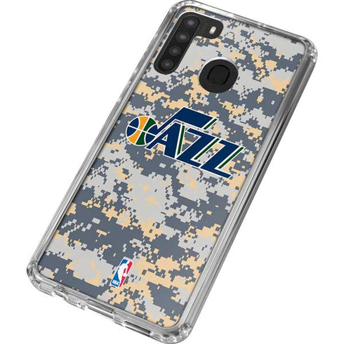NBA Utah Jazz Grey Digi Camo Galaxy A21 Clear Case