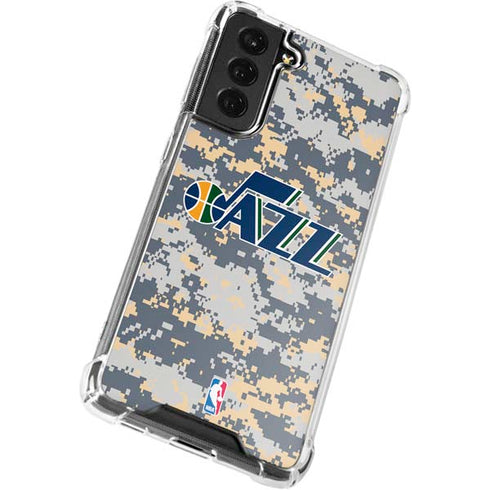 NBA Utah Jazz Grey Digi Camo Galaxy S21 FE Clear Case
