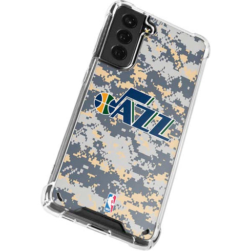 NBA Utah Jazz Grey Digi Camo Galaxy S21 Plus 5G Clear Case