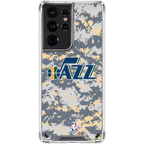 NBA Utah Jazz Grey Digi Camo Galaxy S21 Ultra 5G Clear Case