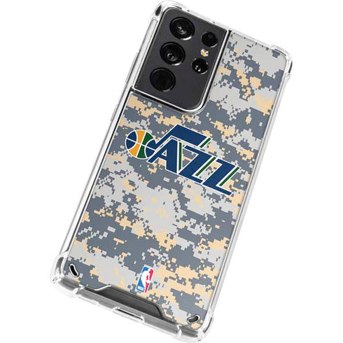 NBA Utah Jazz Grey Digi Camo Galaxy S21 Ultra 5G Clear Case