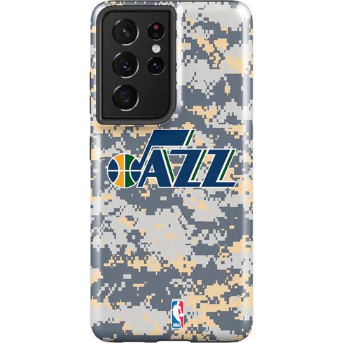 NBA Utah Jazz Grey Digi Camo Galaxy S21 Ultra 5G Pro Case