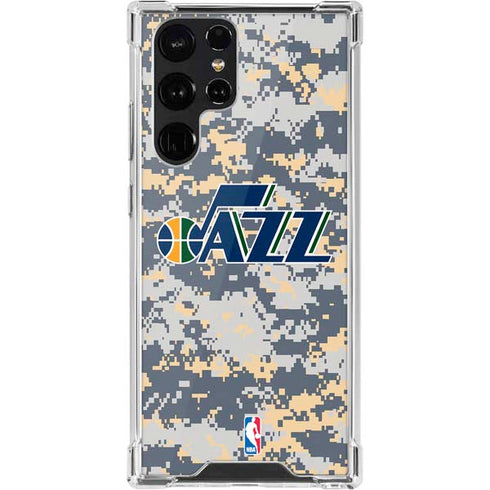 NBA Utah Jazz Grey Digi Camo Galaxy S22 Ultra Clear Case