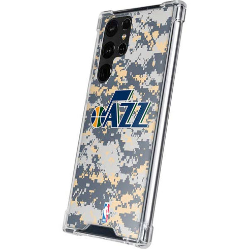 NBA Utah Jazz Grey Digi Camo Galaxy S22 Ultra Clear Case