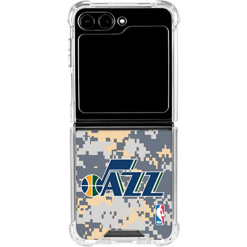 NBA Utah Jazz Grey Digi Camo Galaxy Z Flip5 5G Clear Case